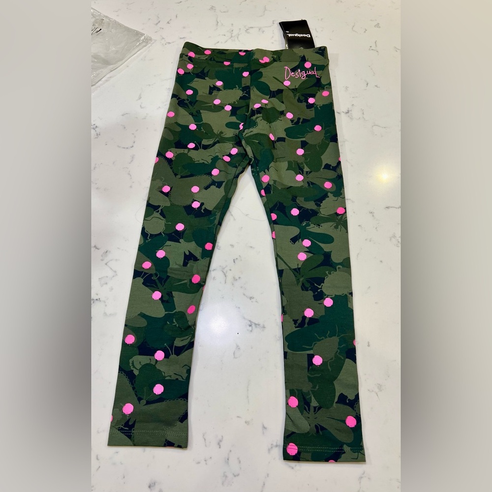 Desigual Girls’ Avocado Floral Bug Leggings, Cotton Blend, Ages 5-8